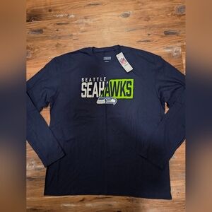 NFL Seattle Seahawks Navy and Green Long Sleeve Shirt
